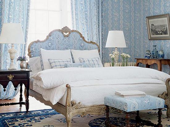 white and blue colors for bedroom decorating