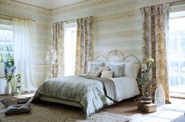  modern interior design in classic style. Pastel colors room, vintage furniture, floral wallpaper patterns and home textiles 