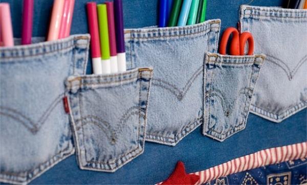 recycled crafts, the manufacture of furniture and home accessories with jeans
