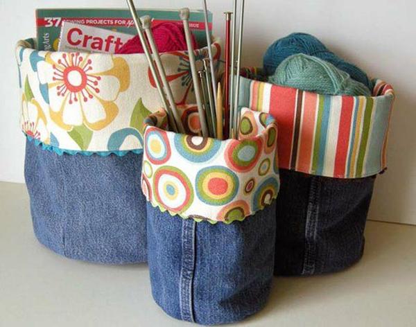 recycled crafts, the manufacture of furniture and home accessories with jeans