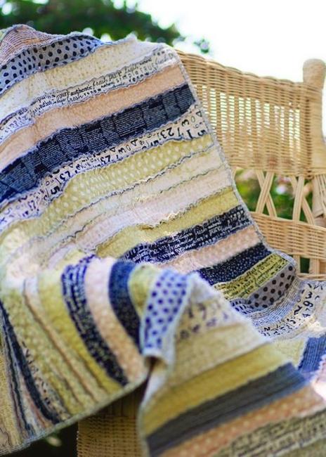 decorative accessories made with strips of quilt fabrics