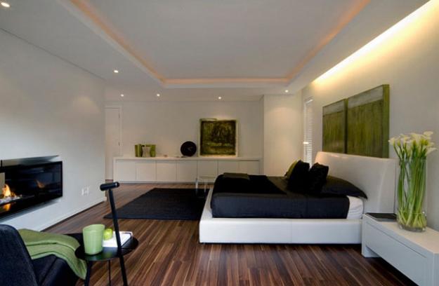 modern interior with black and white color combinations and colorful accents, modern rooms