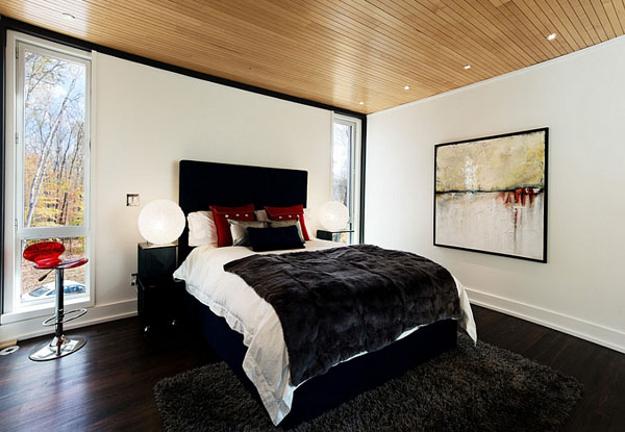 modern interior with black and white color combinations and colorful accents, modern rooms