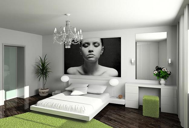 modern interior with black and white color combinations and colorful accents, modern rooms