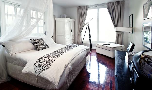 modern interior with black and white color combinations and colorful accents, modern rooms