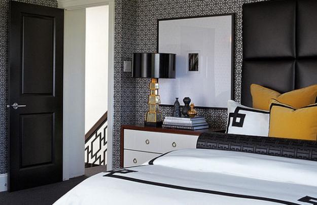 modern interior with black and white color combinations and colorful accents, modern rooms