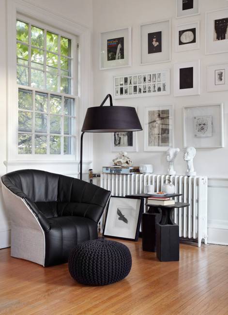modern interior decorating ideas in eclectic style, black, white and red