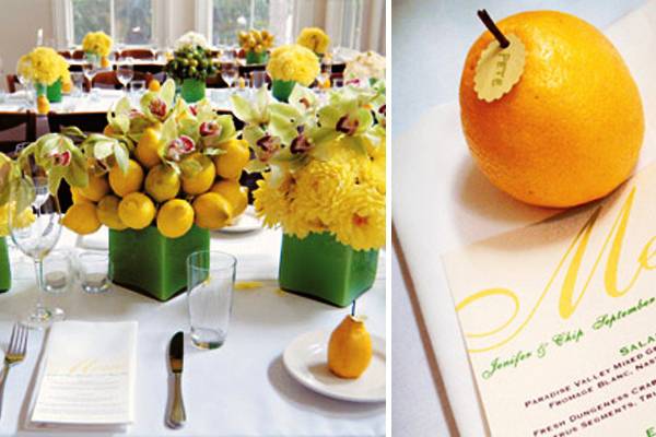 floral table decorations and heart ideas with citrus