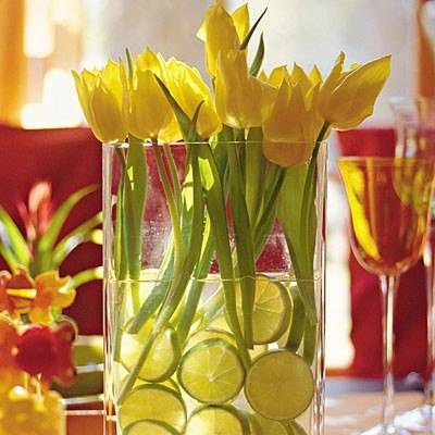 floral table decorations and heart ideas with citrus