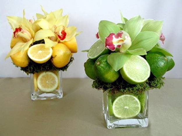 floral table decorations and heart ideas with citrus