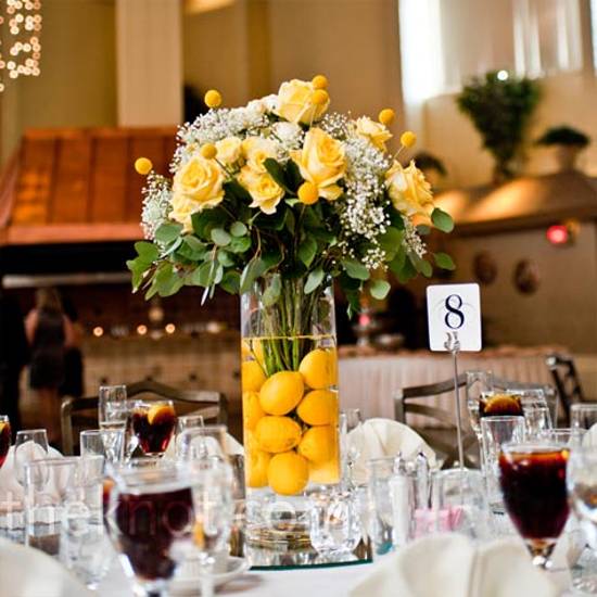 floral table decorations and heart ideas with citrus