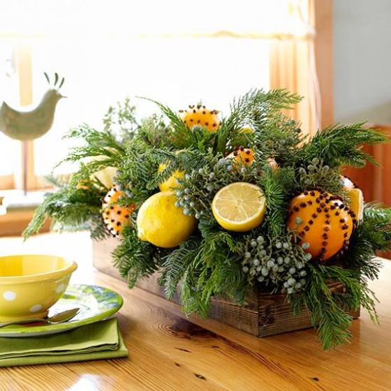 Christmas decoration and table decoration with lemons