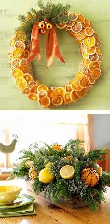 Christmas decoration and table decoration with lemons