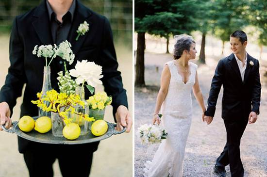 table decorations and centerpieces with lemon, yellow and green color combination