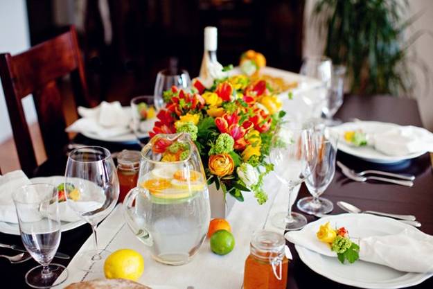 table decorations and centerpieces with lemon, yellow and green color combination