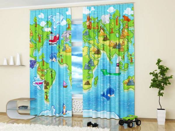 Digital print curtains, children's decorative elements