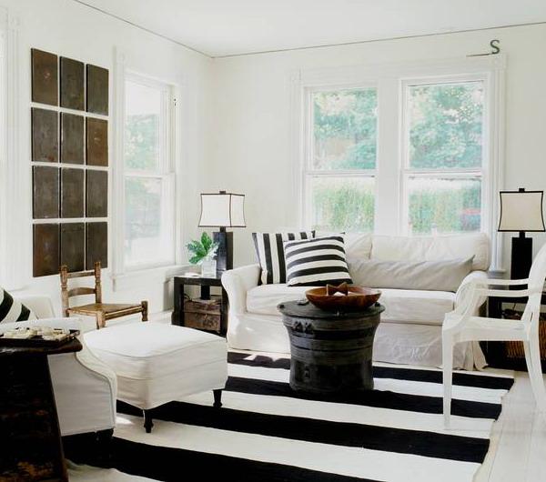 interior design with wide stripes, carpets