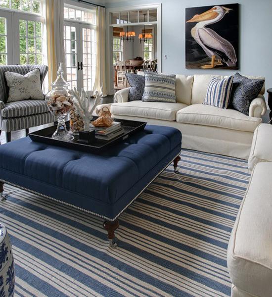 interior design with wide stripes, carpets