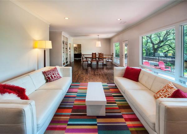 modern interior design with striped carpets and Carpets 