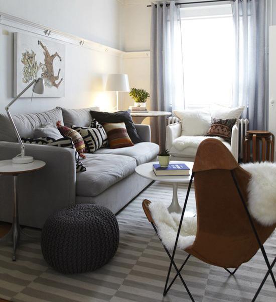 modern interior design with striped rugs and carpets