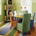 room decor with striped rugs and carpets in bright colors