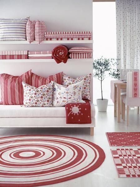 modern interior design with striped rugs and carpets
