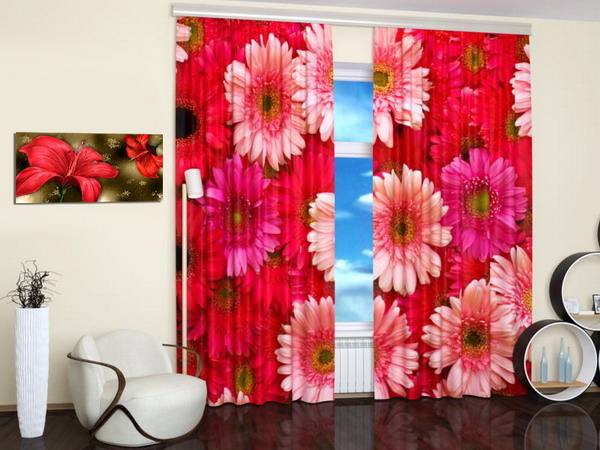 modern curtains, curtain fabric with beautiful images of flowers