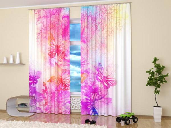 modern curtains, curtain fabric with beautiful images of flowers
