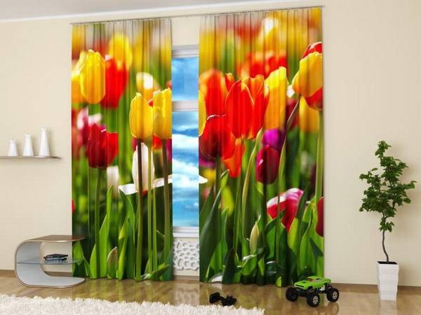 modern curtains, curtain fabric with beautiful images of flowers