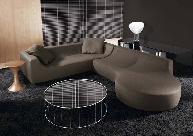 Living placement of furniture, interior with circular sofa