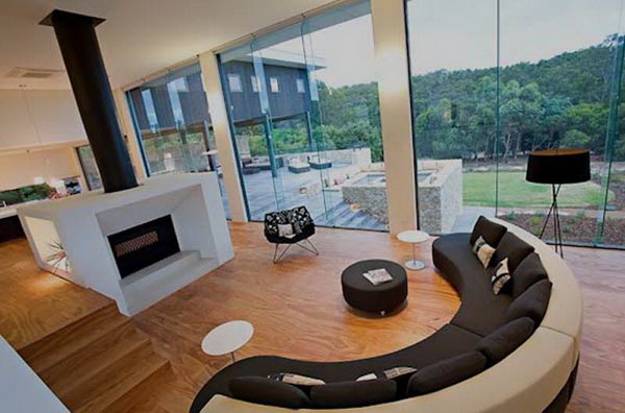  living room furniture placement, interior with circular sofa 
