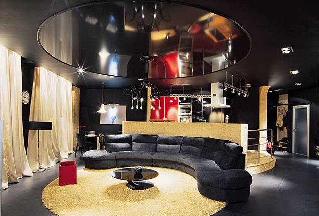  Living Placement the furniture, interior with circular sofa 