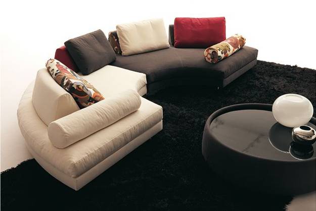  Living room furniture placement, interior decorating with round bed 