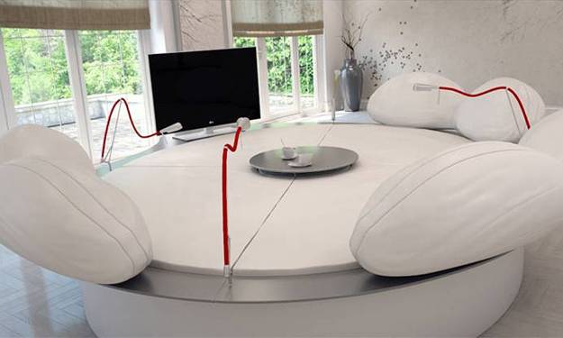  Living placement Furniture, Interior Design with round bed 