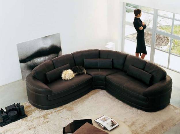  Living room furniture placement, interior with circular sofa 
