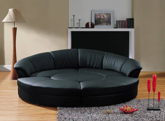  Living room furniture placement, interior with circular sofa 