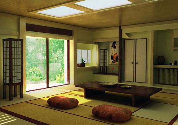 Asian décor and modern interior decoration in Japanese style