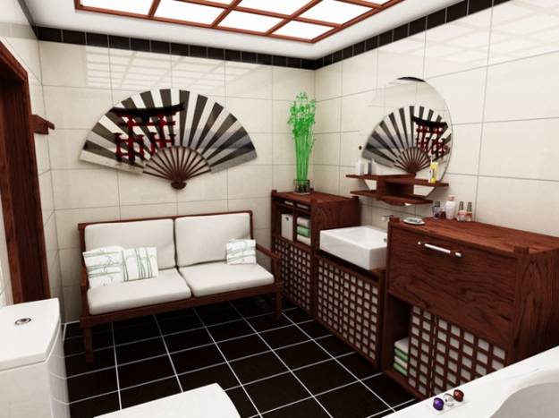 Asian décor and modern interior decoration in Japanese style