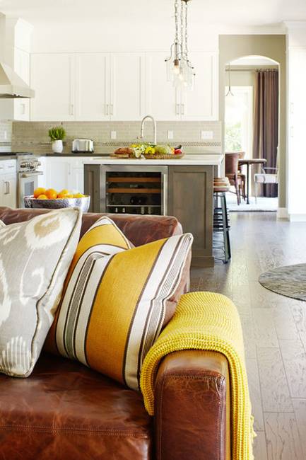 interior decoration with neutral colors and bright accents