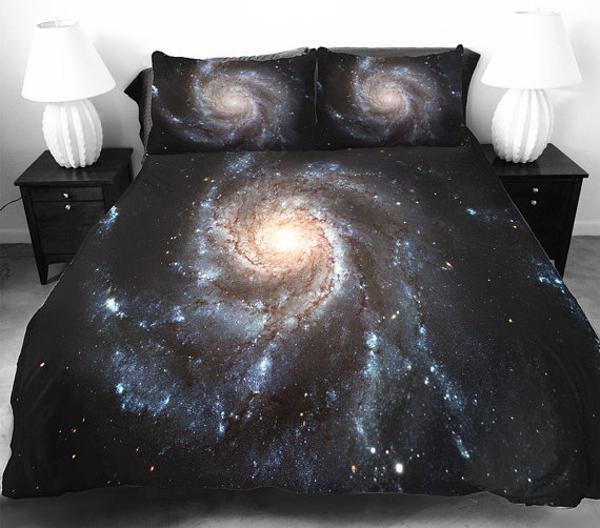 colorful bedding material for Kosmos inspired bedroom decor theme