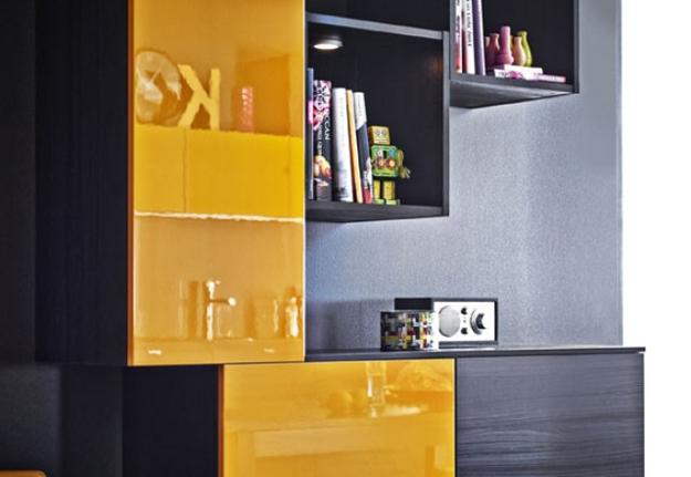 black and yellow kitchen cabinets