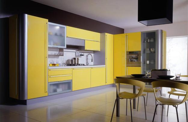  modern kitchen design in yellow and black 