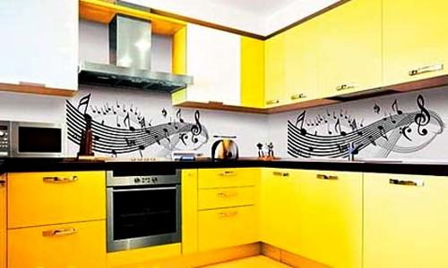 modern kitchen design in yellow and black