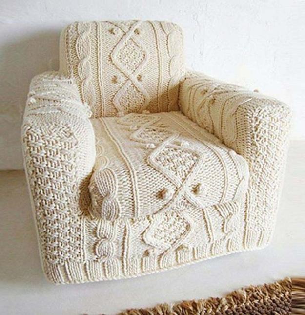 Winter with hand knitted items decoration