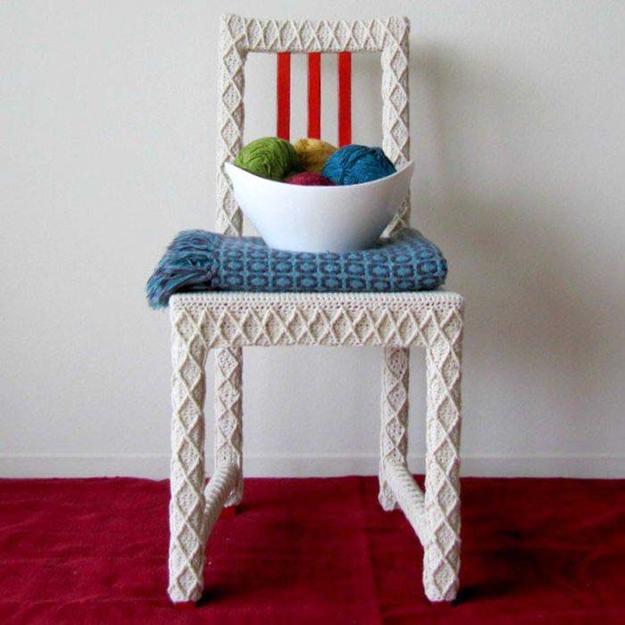 Winter with hand knitted items decoration
