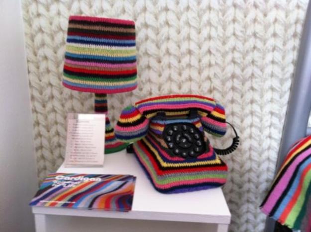 Winter with hand knitted items decoration