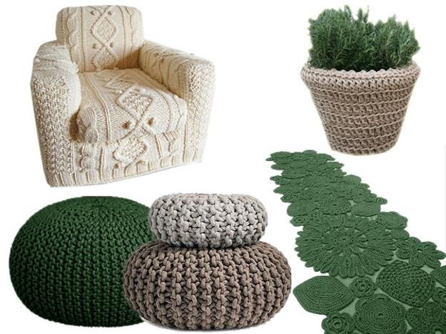 Winter with hand knitted items decoration