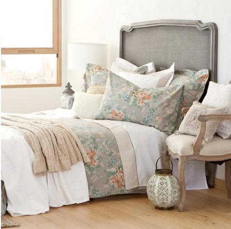 floral bedding set and white linen