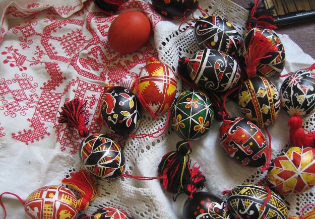 traditional Easter decorations, hand-painted eggs