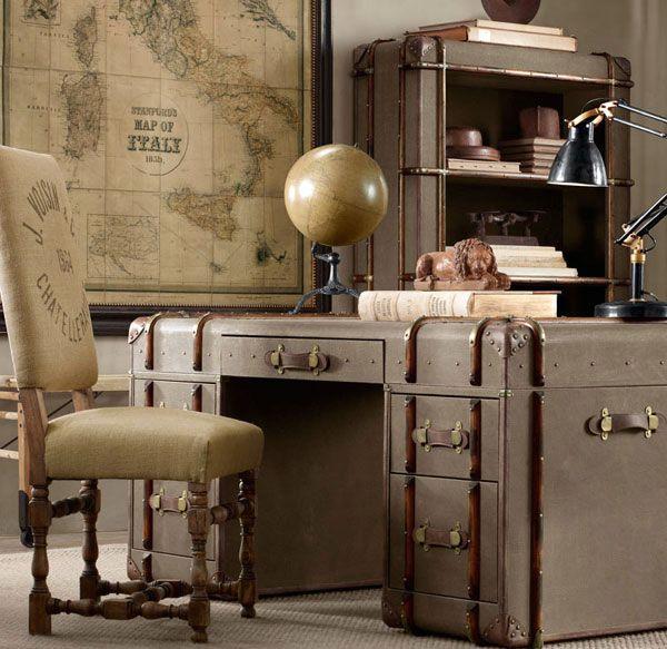 Recycling of old suitcases for home furnishings in vintage style